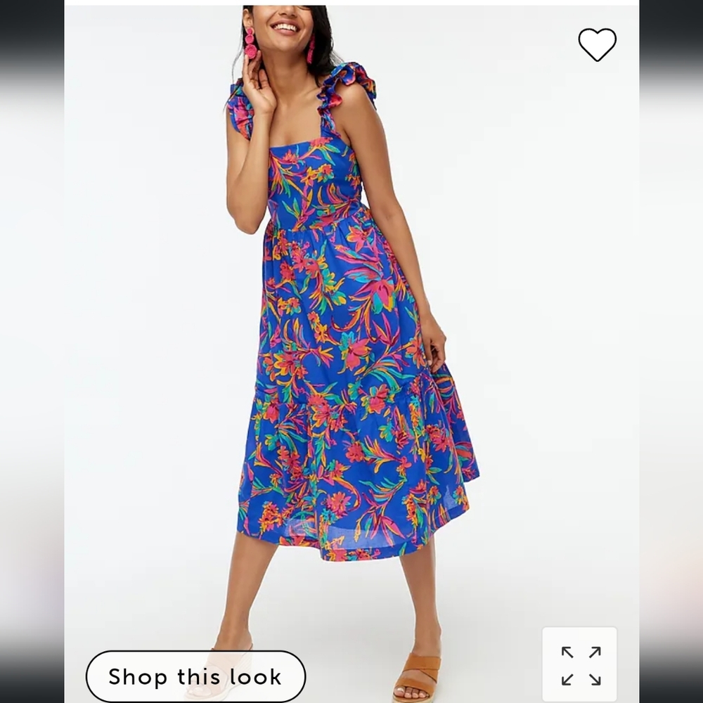 J Crew Flutter Sleeve Tiered Midi Dress Size 4